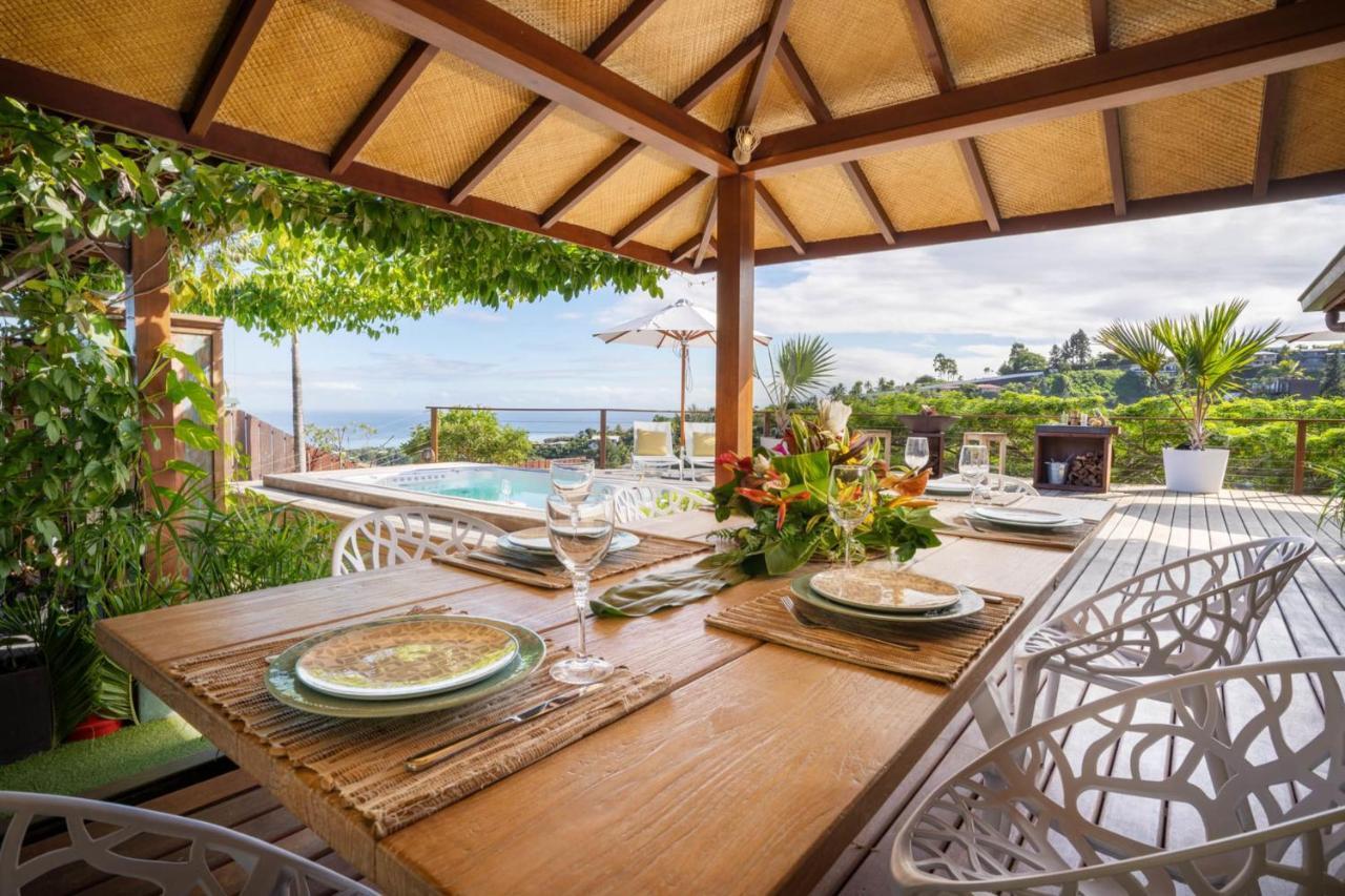 Villa Manuiti, Balinese Luxury Home - Private Swim Spa, Ocean View - Ofyr Bbq - Koi Pond Punaauia  Exterior foto